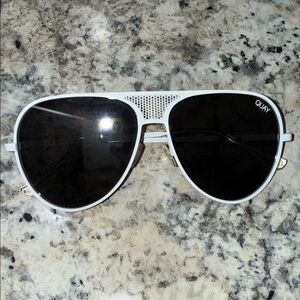 Quay Australia Black and White Aviator Sunglasses